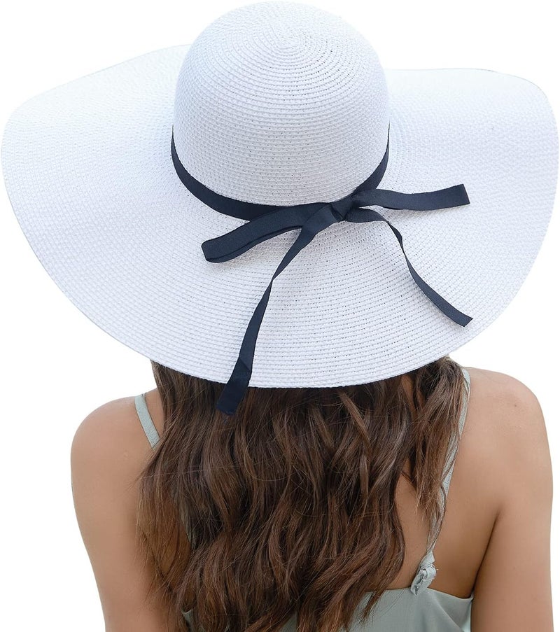 Naivlizer Women Wide Brim Sun Hat UPF50 Straw Summer Hat Floppy Beach Hat Roll-Up - Image 2